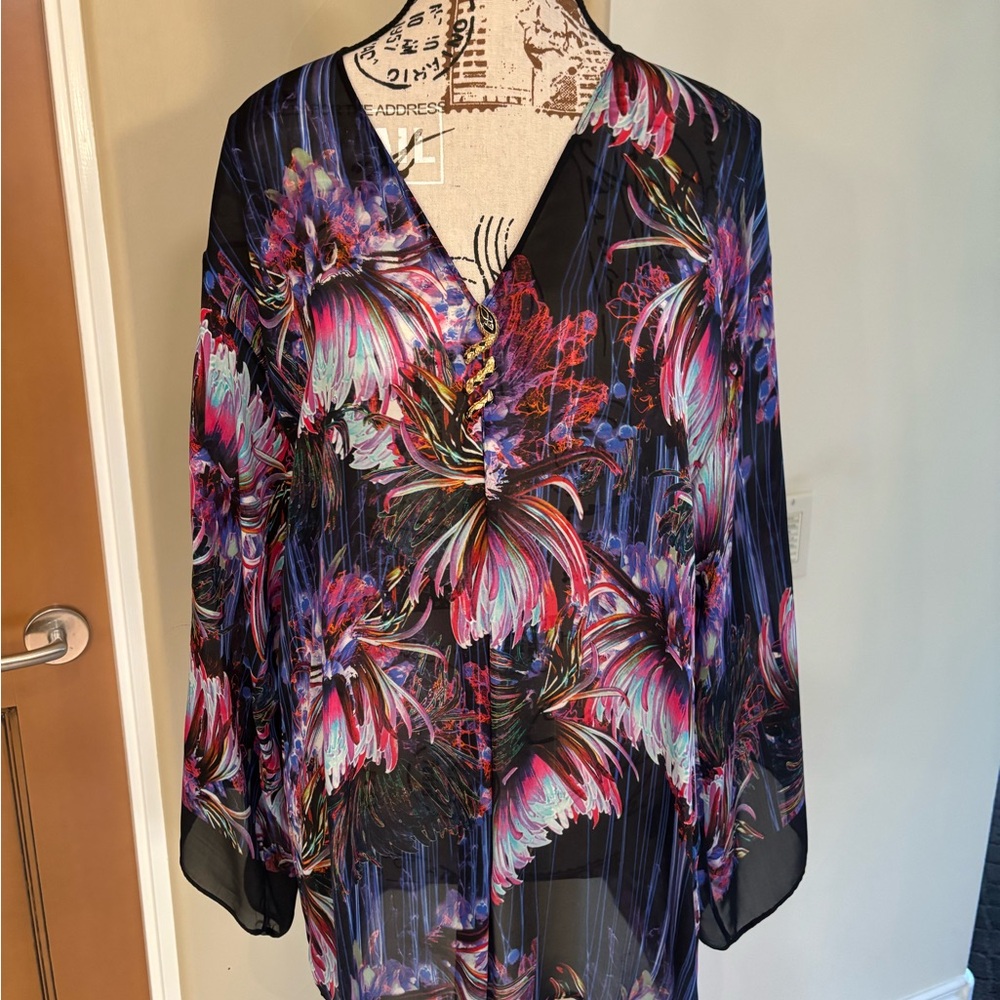 Roberto Cavalli Vibrant Multicolor Floral Blouse